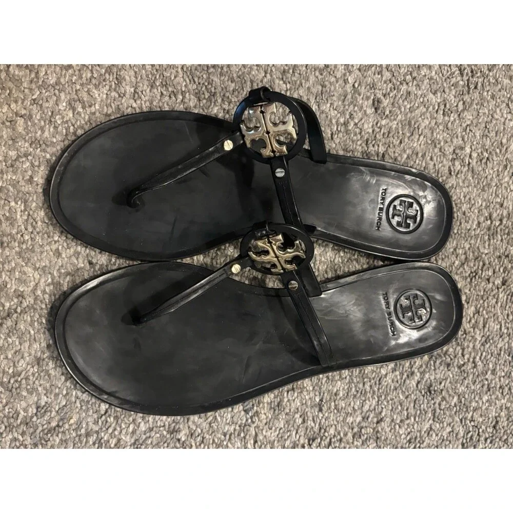 Tory Burch Women's Mini Miller Flat Jelly Thong Sandals US 9M Black